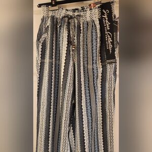 Beau Dawson Pants Boho style linen blend. Size M/L. NWT Smocked waist. Beach